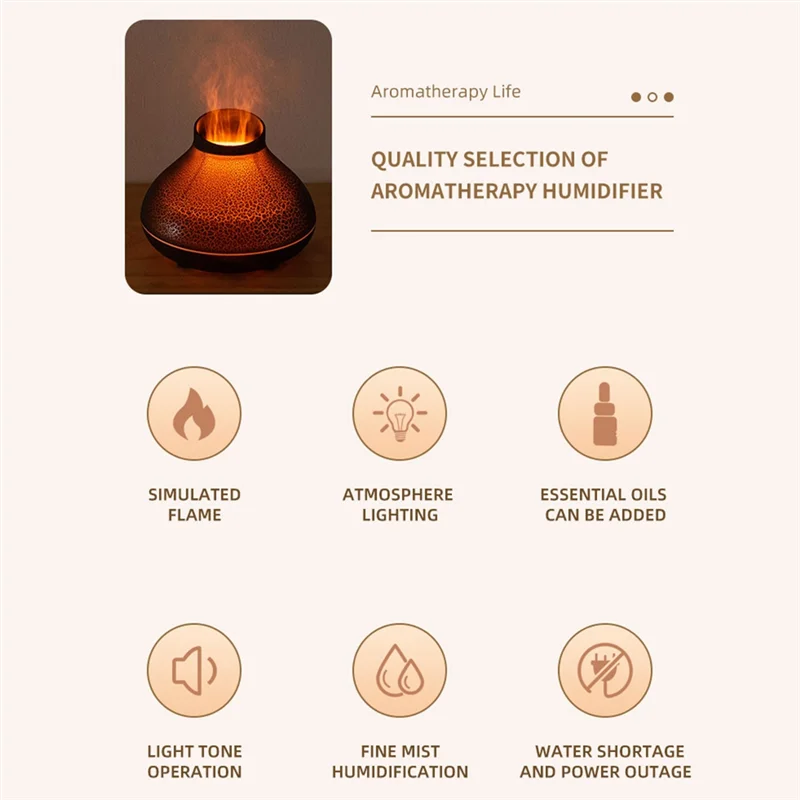 M17K-Flame Diffuser 130Ml Bonfire Diffuser Colorful Flame Humidifier Small Essential Oil Diffuser For Room Office