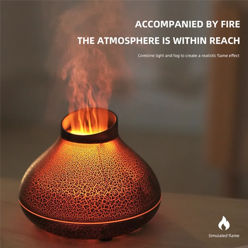 M17K-Flame Diffuser 130Ml Bonfire Diffuser Colorful Flame Humidifier Small Essential Oil Diffuser For Room Office